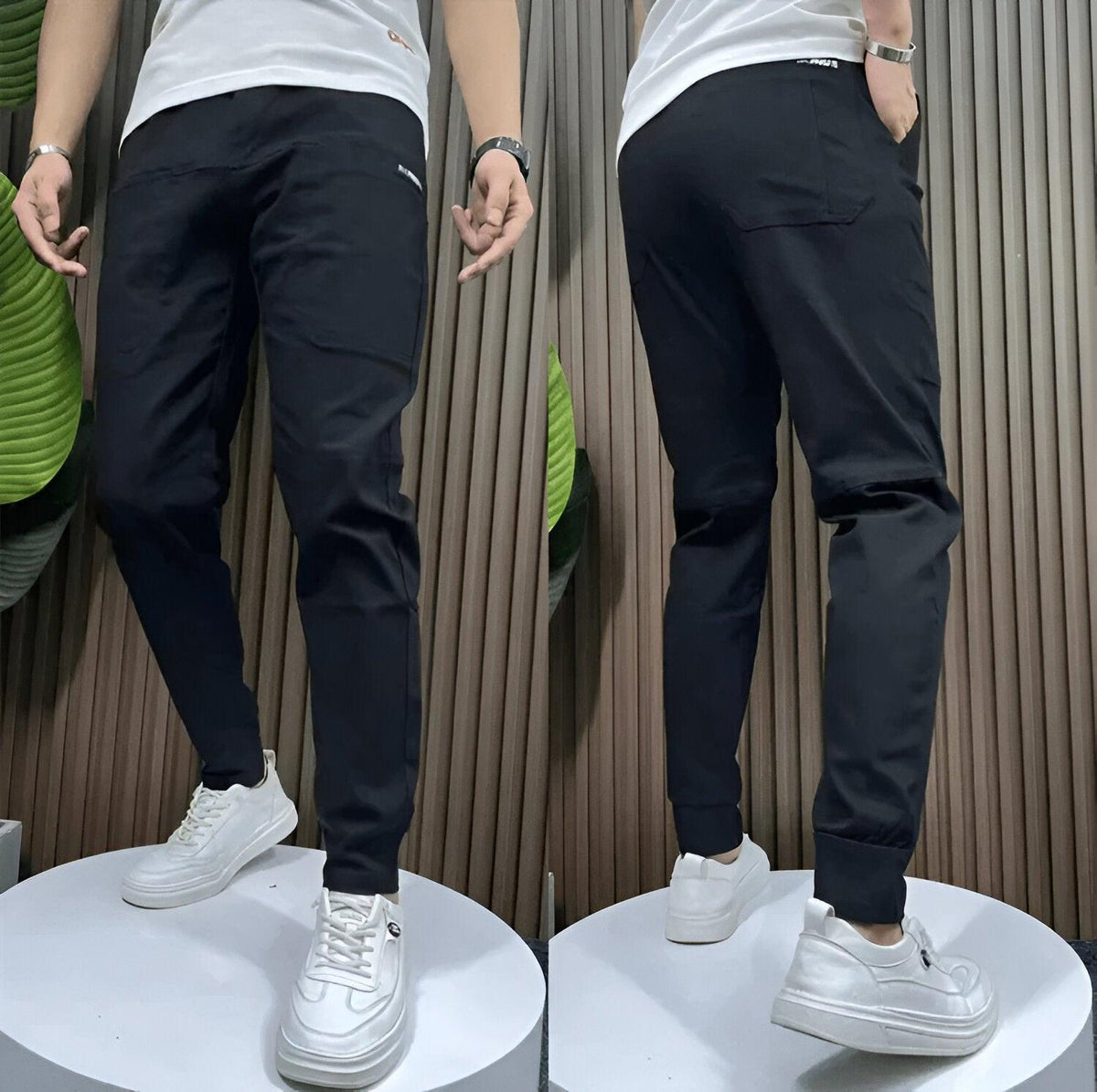 Mens Black Cargo Pants - Lightweight Stretch Trousers for Ultimate Comfort, Sizes 29-37-1