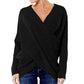 Plush Flattering Womens Wrap Sweater - Crossover Knit Casual