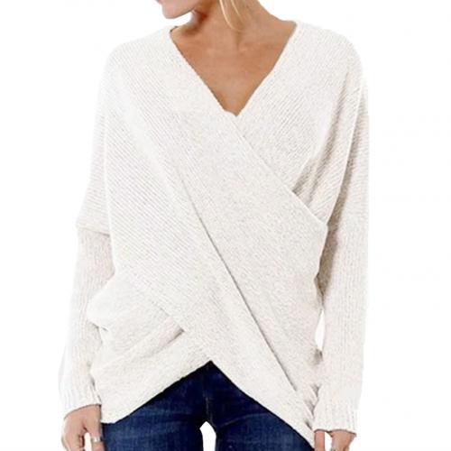 Plush Flattering Womens Wrap Sweater - Crossover Knit Casual