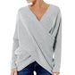 Plush Flattering Womens Wrap Sweater - Crossover Knit Casual