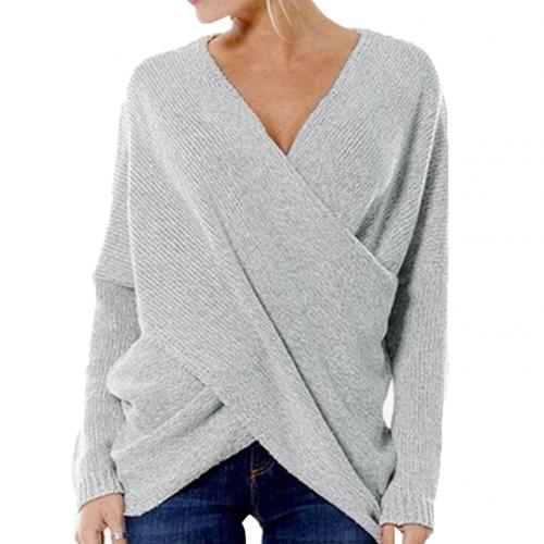 Plush Flattering Womens Wrap Sweater - Crossover Knit Casual