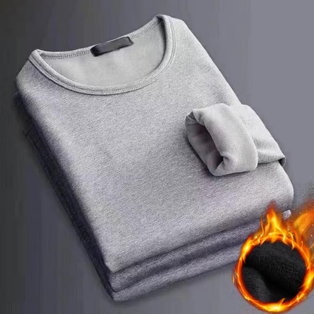 Plush Thick Thermal Long Sleeve Shirt Men's - Cozy Bottoming Layer for Cold Weather Comfort