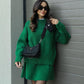 Plush Flattering Women’s Sweater Skirt Kit - Pullover Crewneck, Knit High-Waist A-Line Mini Skirt For Fall